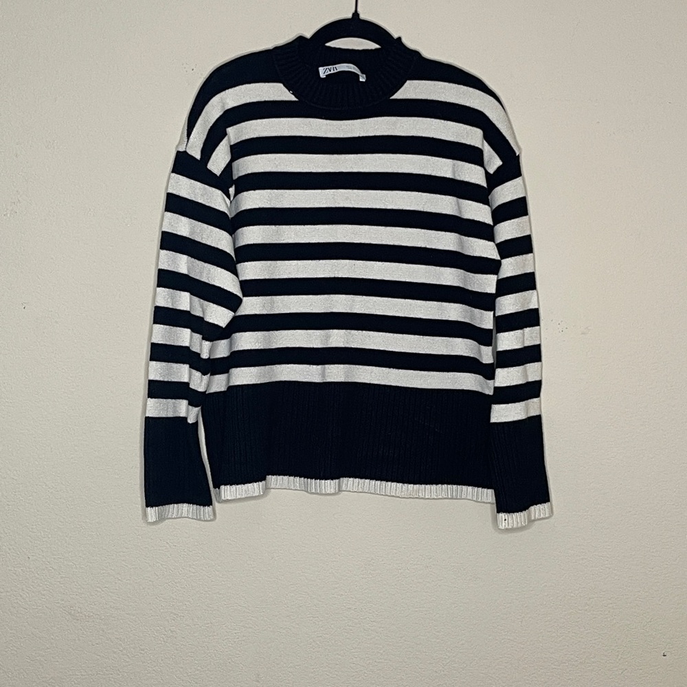 Zara Black Ribbed Knit Sweater